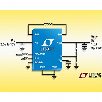 Linear Technology ����������� ��������� LTC3111 � ���������� ��������������� DC/DC-��������������� � �������� ����� �� 1.5 �, ��������� �������� � ������� ���������� ���������� �������� ����������...