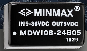 Minmax ������������ ����� 8-������� ������������� � ����������������� DC/DC-���������������� MDWI08 � ���������� �������� ���������� 4:1.