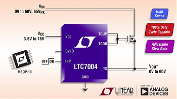����� ��������� LTC7004 � ���������������� ������� N-���������� ���-����������� �������� ������ � ������� ����������� �� 60 �.