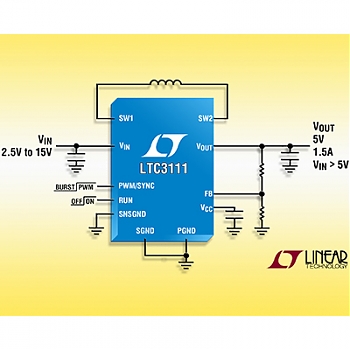 Linear Technology ����������� ��������� LTC3111 � ���������� ��������������� DC/DC-��������������� � �������� ����� �� 1.5 �, ��������� �������� � ������� ���������� ���������� �������� ����������...